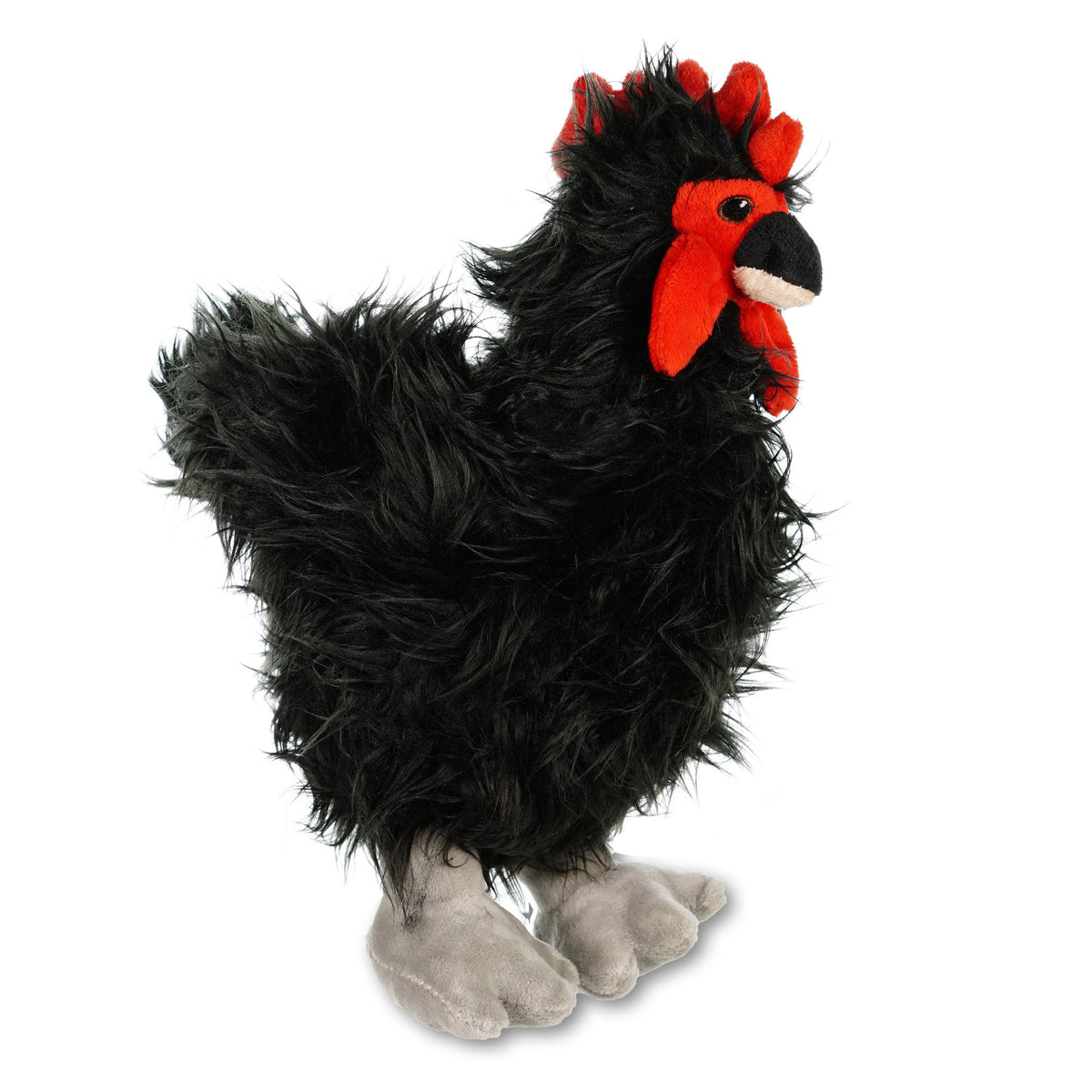 Java chicken stuffed plush toy, side view