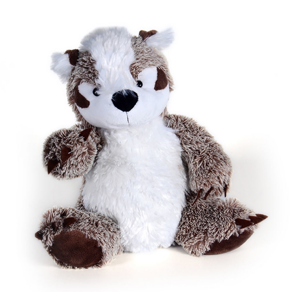 Stuffed Animal Badger Plush Toy with brown and white coloring. Black nose with claws.