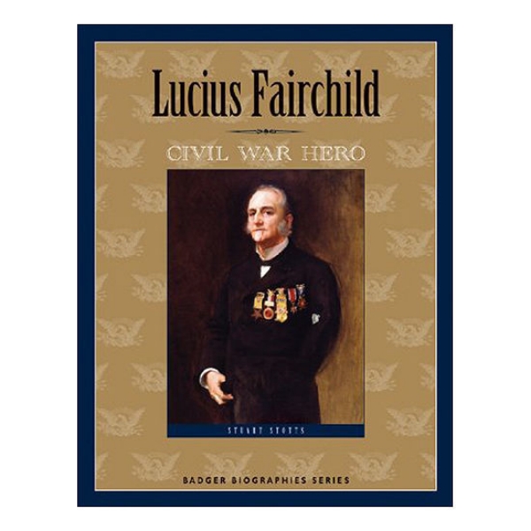 Lucius Fairchild book cover featuring graphic of Lucius surrounded by light brown with dark brown border