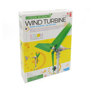 Wind Turbine Kit- Front of box with green turbine in front of yellow background