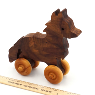 Handcrafted Wooden Fox Push Toy in Walnut