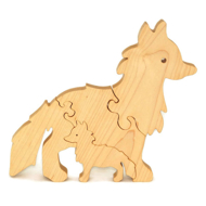 Handcrafted Wooden Fox Puzzle Maple