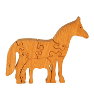 Handcrafted Wooden Horse Puzzle Cherry