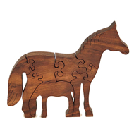 Handcrafted Wooden Horse Puzzle walnut