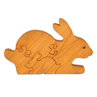 Handcrafted Wooden Bunny Puzzle in Cherry