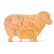 Handcrafted Wooden Sheep Puzzle maple