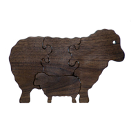 Handcrafted Wooden Sheep Puzzle walnut