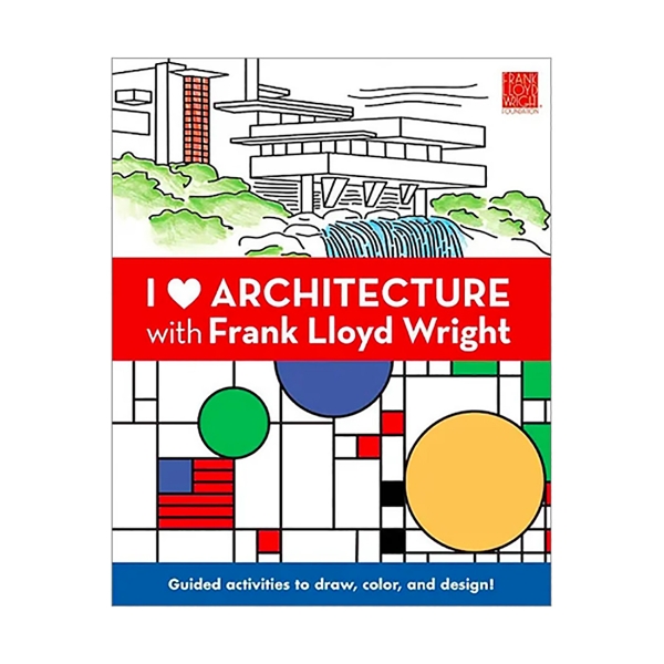 I Heart Architecture With Frank Lloyd Wright front cover with uncolored images of architecture
