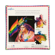 Liberty Rainbow 1000 Piece Puzzle  Back of box with puzzle image and couple partly pieced together sections of puzzle