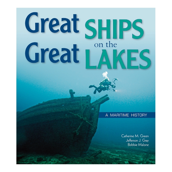 Great Ships on the Great Lakes book cover featuring underwater scuba and sunken ship