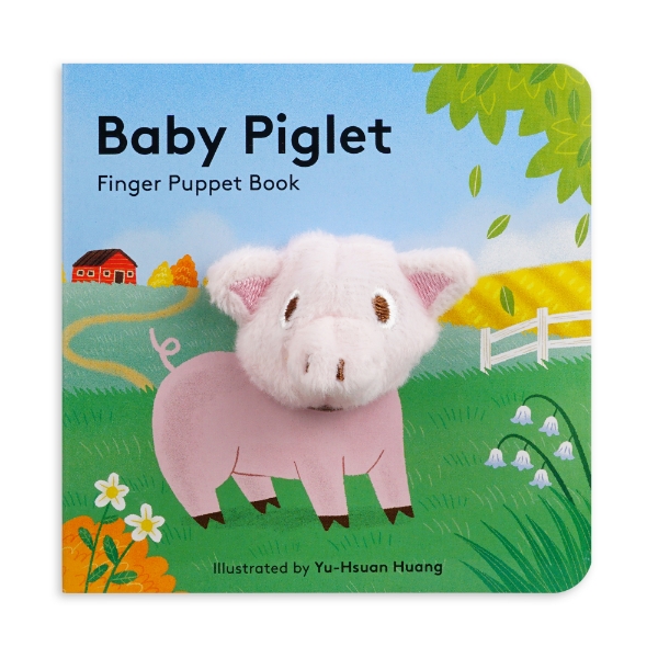 Book cover of Baby Piglet featuring her cloth finger puppet head