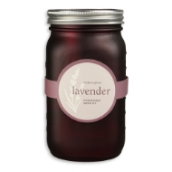 Burgundy mason jar featuring lavender label.
