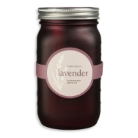 Burgundy mason jar featuring lavender label.