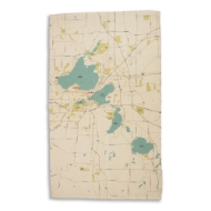 Madison Lakes & Streets hand towel in light "Sea Glass" style.