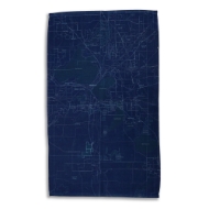 Madison Lakes & Streets hand towel in dark"Blueprint" style.