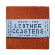 Square bundle of 4 leather coasters.