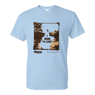 Light blue t-shirt with H.H.Bennett's "Leaping the Chasm" screenprinted on front.