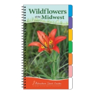 Cover of  the spiral-bound "Wildflowers of the Midwest" quick guide with color photo of a tiger lily and the title above.