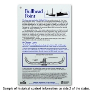 Bullhead Point card solo featuring detailed information and graphics of the shipwreck in both black and blue colored text.