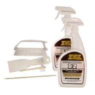 Gravestone Cleaning Kit including multiple brushes, a scraper, pick, and two bottles of biological solution