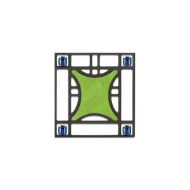 Square lapel pin with gren design inpsired by Louis Sullivan leaded window. 