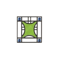 Square lapel pin with gren design inpsired by Louis Sullivan leaded window. 