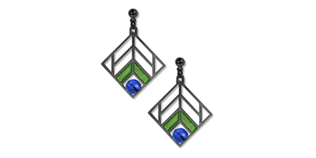 Earrings (without gold back) , Brass, Frank Lloyd Wright Collection,  Annunciation Greek Orthodox Church, Authorized by the Frank Lloyd Wright  Association