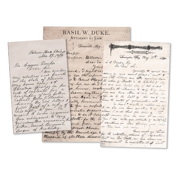 Three sample documents from the Draper Manuscripts. The documents are handwritten in cursive with fountain pen. 