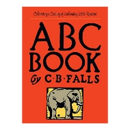 Book cover of "ABC Book" by CB Falls. Red cover with title and author in bold black font. Square, wood cut illustration of elephant.