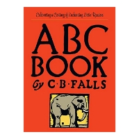 Book cover of "ABC Book" by CB Falls. Red cover with title and author in bold black font. Square, wood cut illustration of elephant.