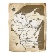 Wisconsin regional fantasy map for Wisconsin Adventures roleplaying game