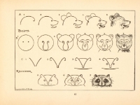 Sample page from "What to Draw and How to Draw It" showing guide steps for drawing a raccoon and a bear.