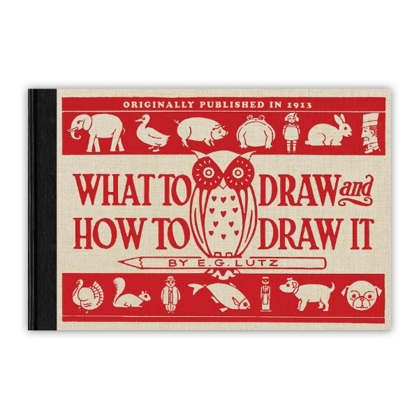 Cover of "What to Draw and How to Draw It" with beige background, title in bold red font, and cut-out style illustrations of animals.