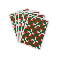 A few Lingo Cards from the Italian deck, arranged to show green, white, and red print design on the backs of the cards.