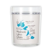 An acrylic cup with an illustration of the Madison Lakes Chain