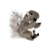 A picture of the right side of the gray mini squirrel finger puppet.