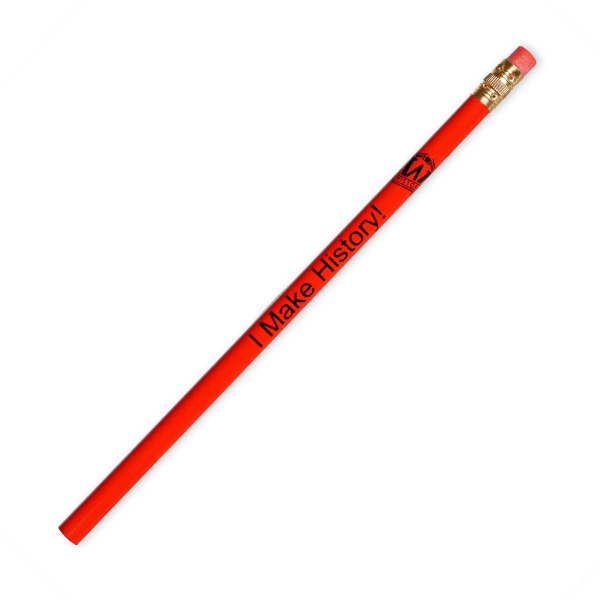 A red wooden pencil that says "I Make History"