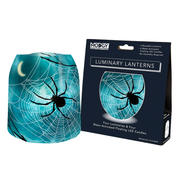 The EEK! Spider Luminary Lanterns - Set of 4 in its packaging