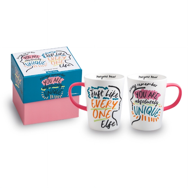 Both sides of the Phenomenal Women Margaret Mead mug with its packaging