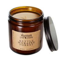 	The Kettle Moraine Forest 16 oz Candle with the lid open