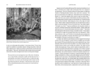 Page spread from "Red Arrow Across the Pacific" with black and white photo of soldiers taking a break in woodsy setting in Saidor. Paragraphs of text on right. 