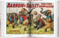 Open pages sample from "The Circus" with two-page spread of vintage Barnum and Bailey circus poster featuring elephants.