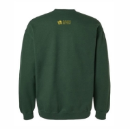 Back side of dark green sweatshirt with Wisconsin Historical Society logo under the neck line.