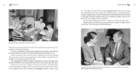 Page spread from "Valiant Vel" young reader book with black and white photos of Vel and Dale Phillips at home, and Vel with John F. Kennedy. Pages 42-43.