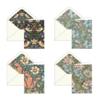 A set of four William Morris-inspired note cards with matching decorated envelopes.