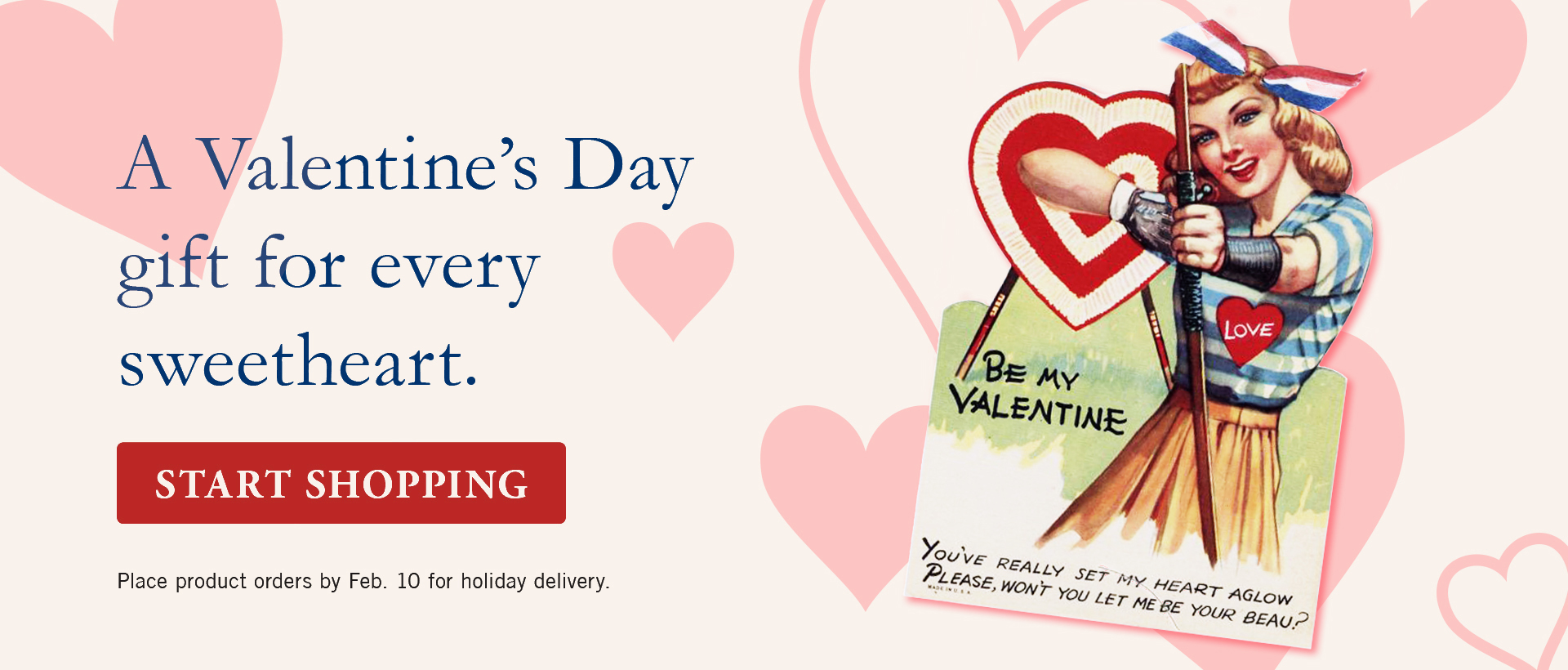 WHS online store banner promoting the Valentine's Day Gift Guide. 