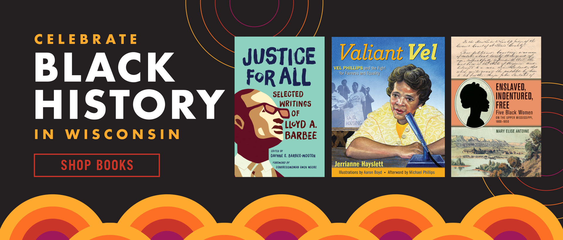 WHS online store banner promoting a Black History Month collection, with images of three book covers and a button to shop.